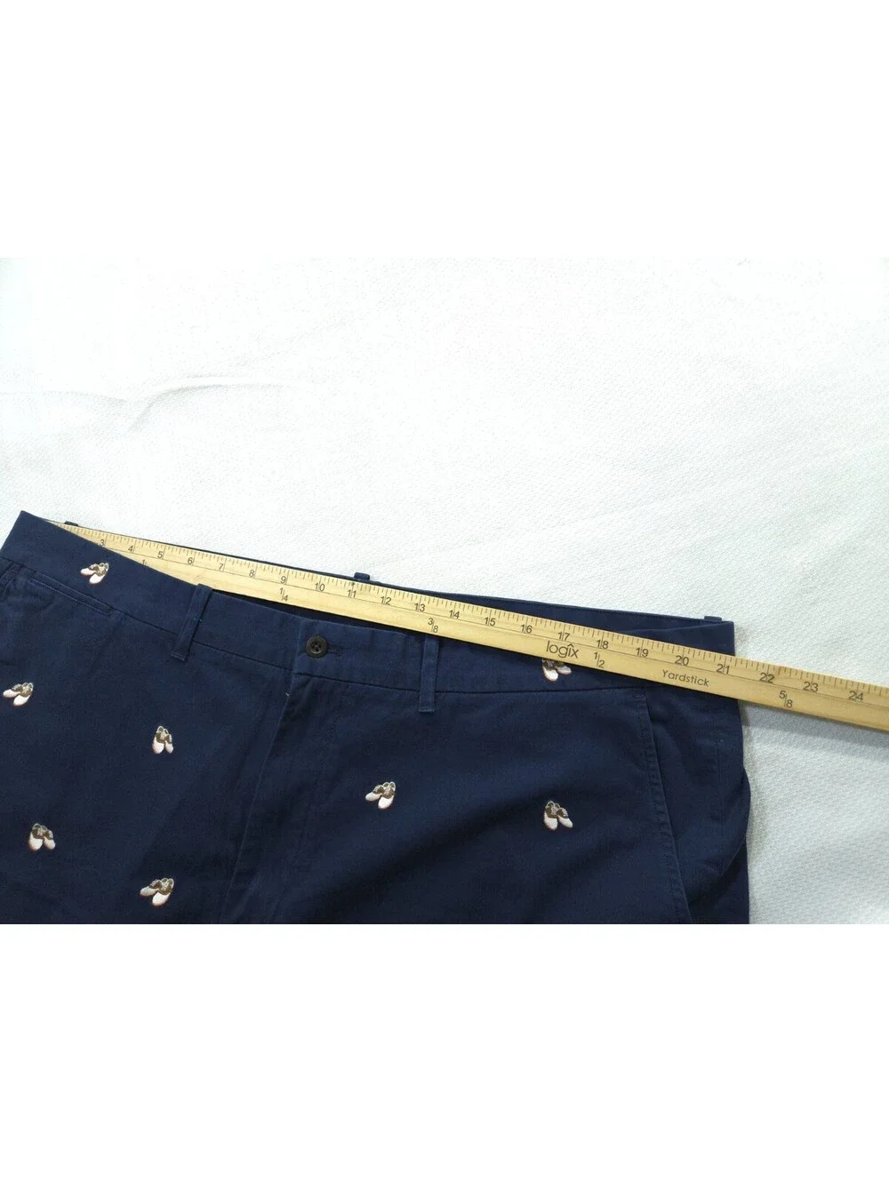 Polo Ralph Lauren Shorts Mens 42 Navy Blue Golf Chino Saddle Shoe Embroidery
